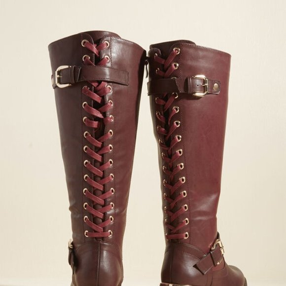 Wanted Lounge Lace-Back Riding Boots sz 9 Burgundy - Picture 16 of 16